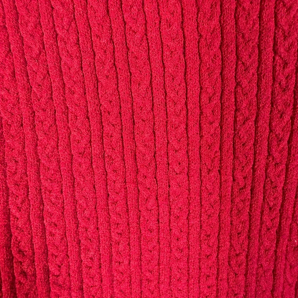 VTG Talbots Collection Red Micro Cable Knit Short Sleeve Sweater Italian Yarn XL - Picture 4 of 5
